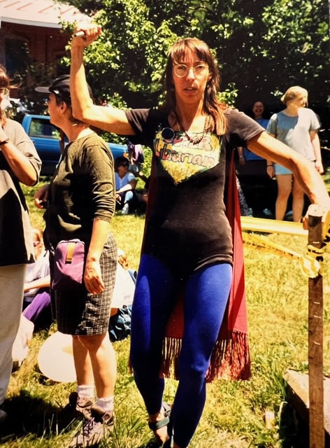 Rochelle posing like a superhero