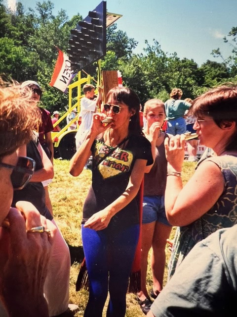 Rochelle playing a kazoo