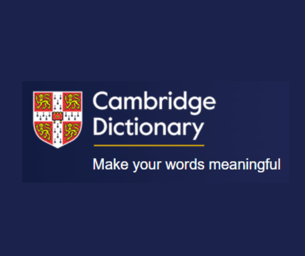 cambridge dictionary logo with a shield emblem and the text