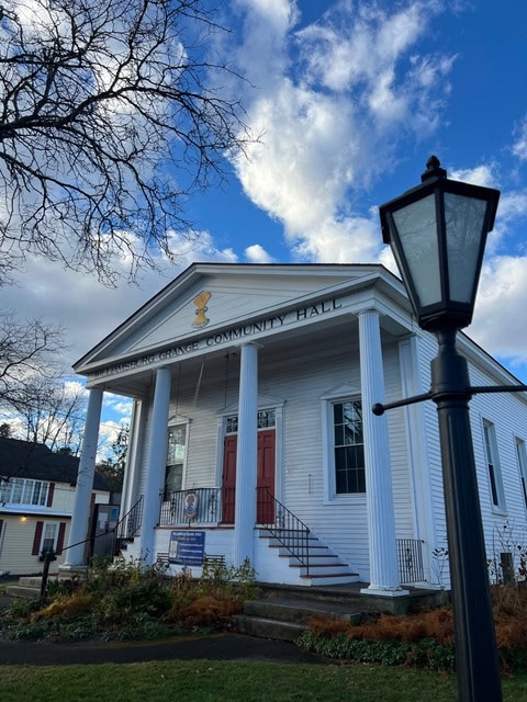 white building labeled 