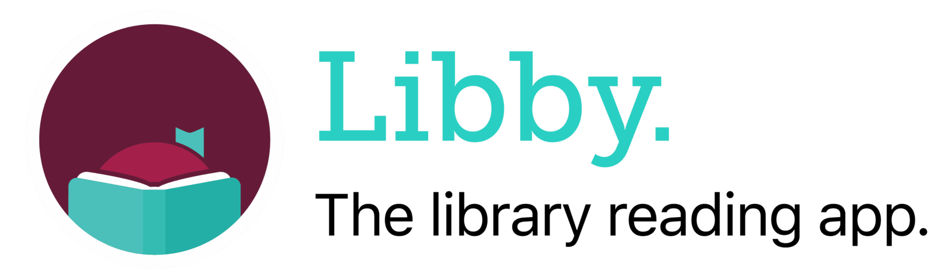 libby logo with a stylized open book and a head with a bow, next to the text "libby. the library reading app.