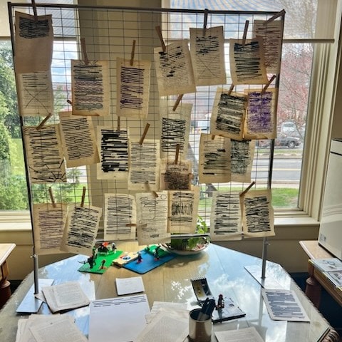 Black out poetry display at the library.